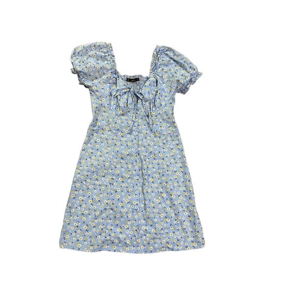 Hesperus Womens Cottagecore Dainty Floral Blue Smocked Mini Dress Sz M - Picture 10 of 15